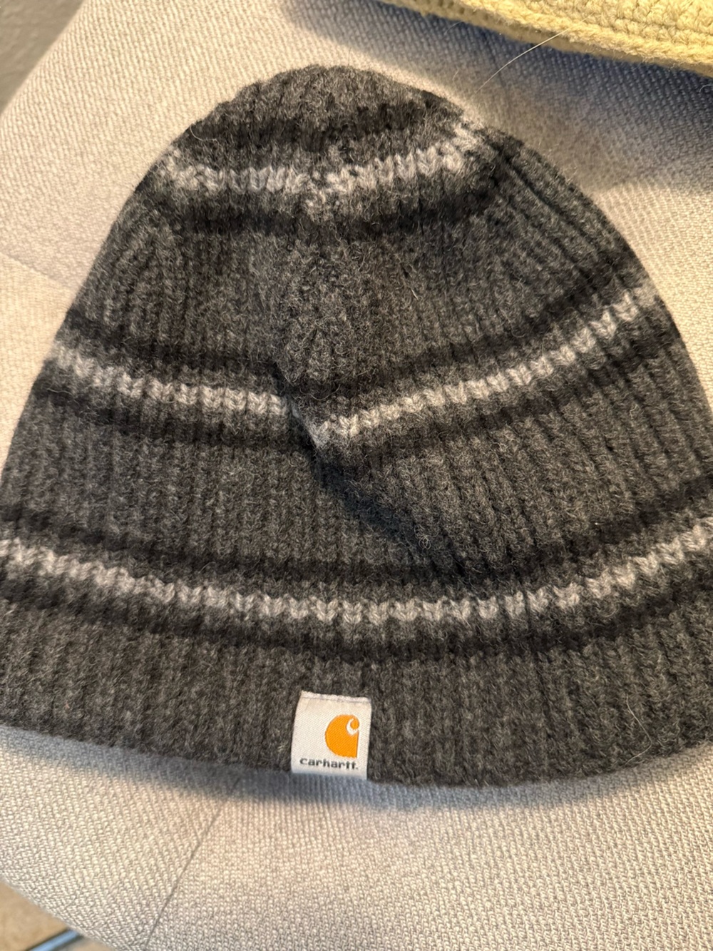 Carhartt Gray Striped Knit Beanie